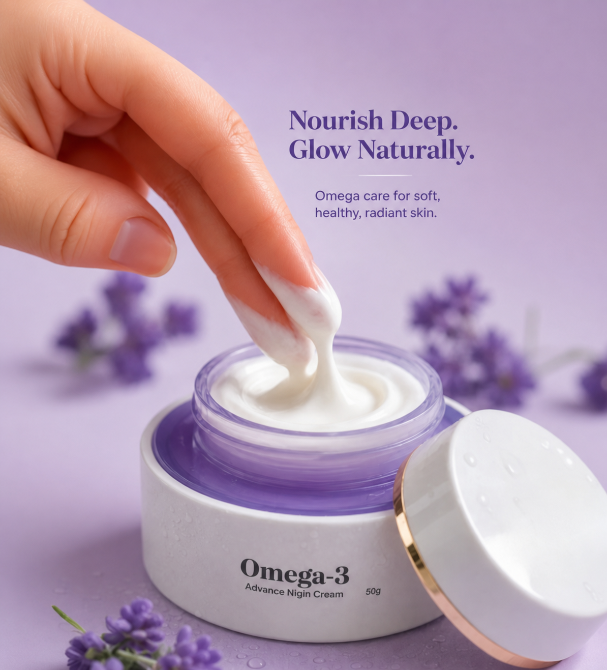 Omega-3 cream texture by Dawn Skincare